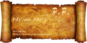 Pávai Pál névjegykártya